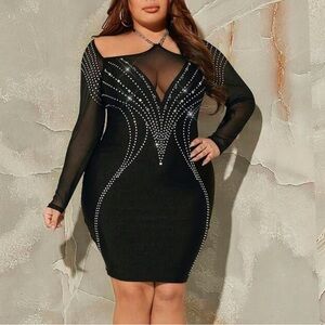 NWT Stunning Plus Size Rhinestone Bodycon Dress